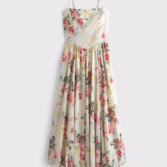 Dipped-Waist Bubble Hem Midi Dress - Picture 5 of 5